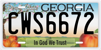 GA license plate CWS6672