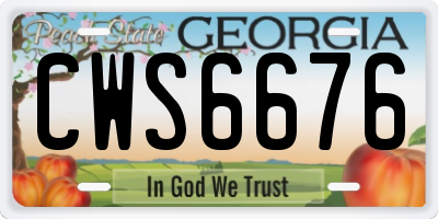 GA license plate CWS6676