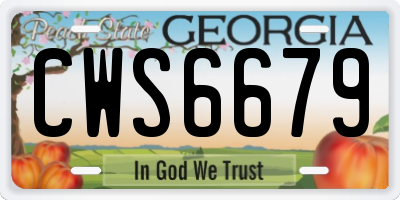 GA license plate CWS6679