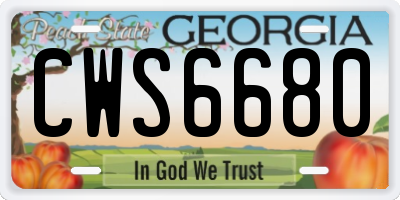 GA license plate CWS6680