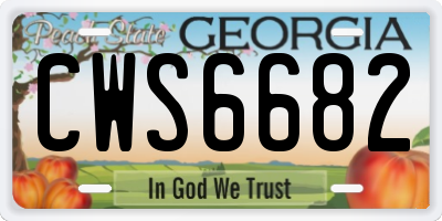 GA license plate CWS6682