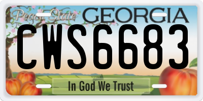 GA license plate CWS6683