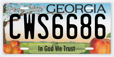 GA license plate CWS6686