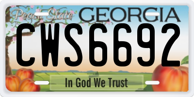 GA license plate CWS6692