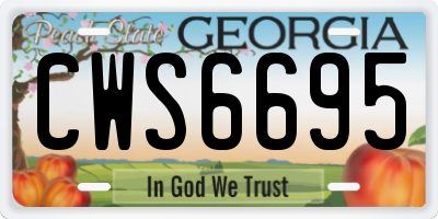 GA license plate CWS6695