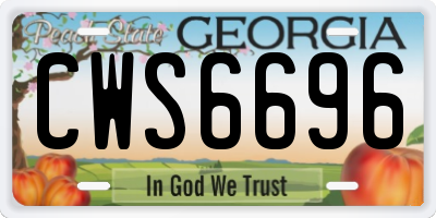 GA license plate CWS6696