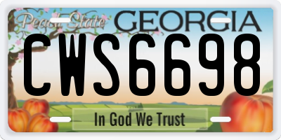 GA license plate CWS6698