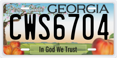 GA license plate CWS6704