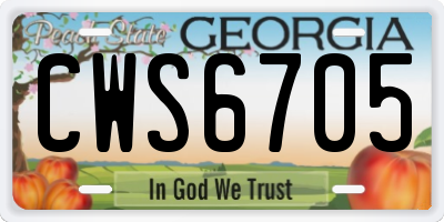 GA license plate CWS6705