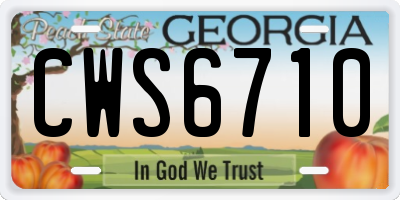 GA license plate CWS6710