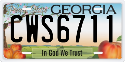 GA license plate CWS6711