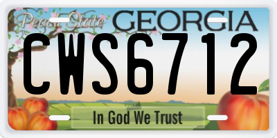 GA license plate CWS6712