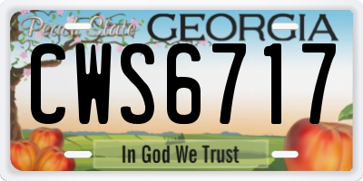 GA license plate CWS6717