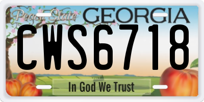 GA license plate CWS6718
