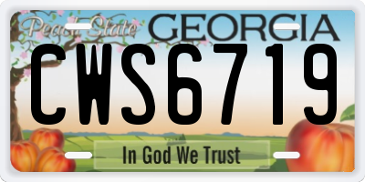 GA license plate CWS6719