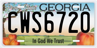 GA license plate CWS6720