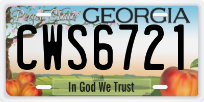 GA license plate CWS6721
