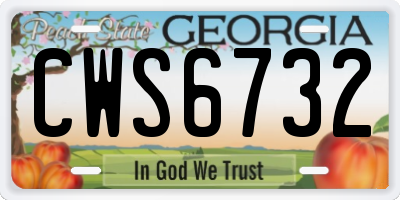 GA license plate CWS6732