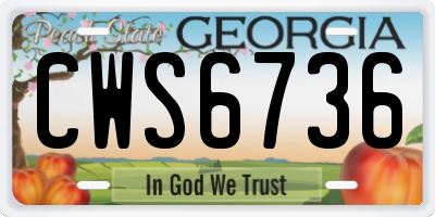 GA license plate CWS6736