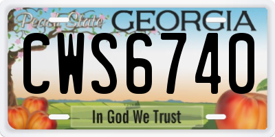 GA license plate CWS6740