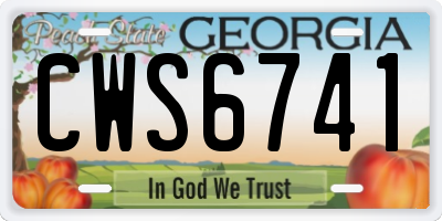 GA license plate CWS6741