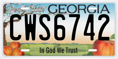 GA license plate CWS6742