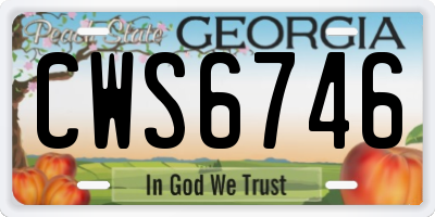 GA license plate CWS6746