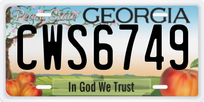 GA license plate CWS6749