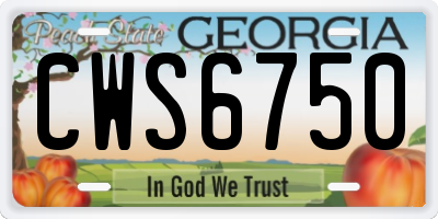 GA license plate CWS6750