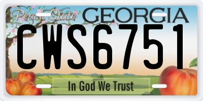 GA license plate CWS6751