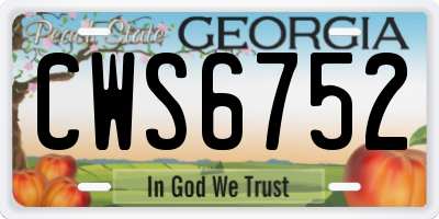 GA license plate CWS6752