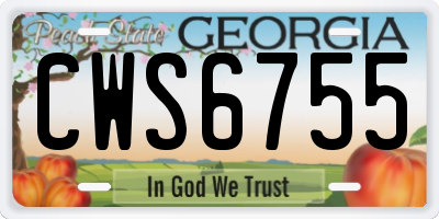 GA license plate CWS6755