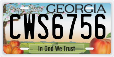 GA license plate CWS6756