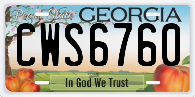 GA license plate CWS6760