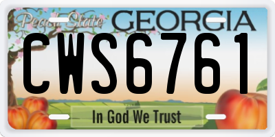 GA license plate CWS6761
