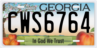 GA license plate CWS6764