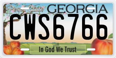 GA license plate CWS6766
