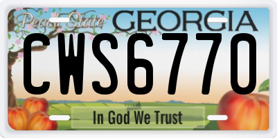 GA license plate CWS6770