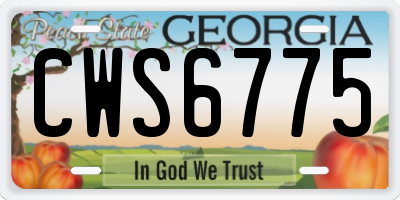 GA license plate CWS6775