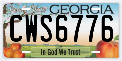 GA license plate CWS6776