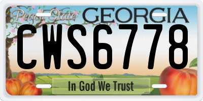 GA license plate CWS6778