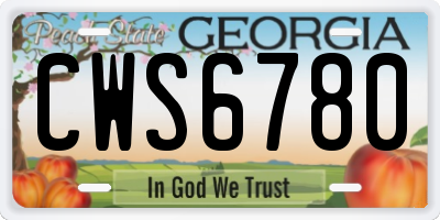 GA license plate CWS6780