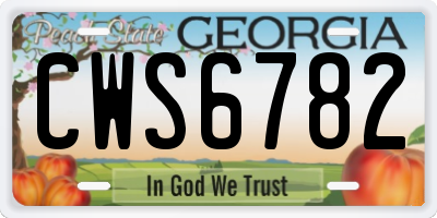 GA license plate CWS6782