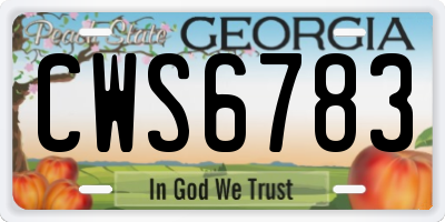 GA license plate CWS6783