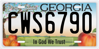 GA license plate CWS6790