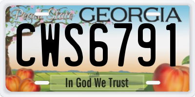 GA license plate CWS6791