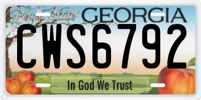 GA license plate CWS6792