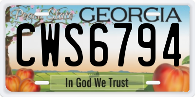 GA license plate CWS6794