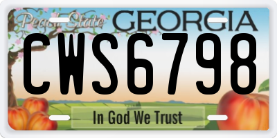 GA license plate CWS6798
