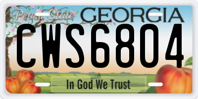 GA license plate CWS6804